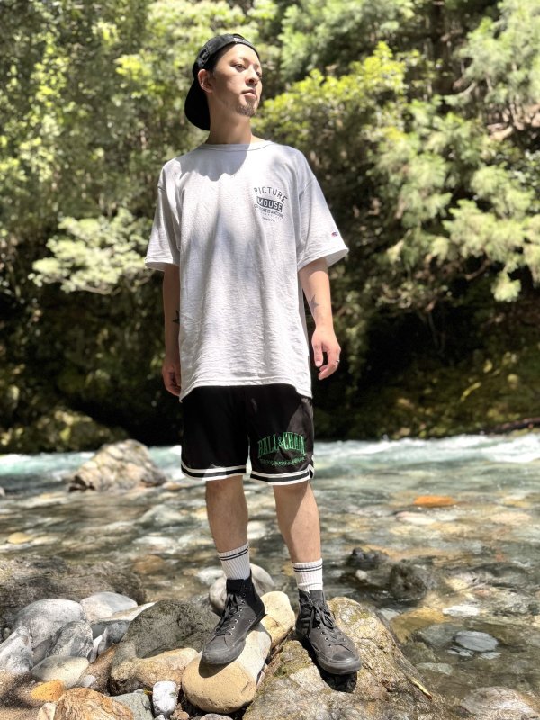 画像2: 送料無料 FUCKIN' MELLOW CLOTHING / Long Beach Posse artwork by PICTURE MOUSE バスケショーツ ブラック (2)