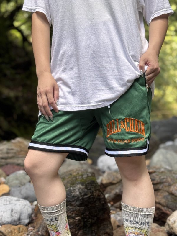 画像17: 送料無料 FUCKIN' MELLOW CLOTHING / Long Beach Posse artwork by PICTURE MOUSE バスケショーツ グリーン (17)