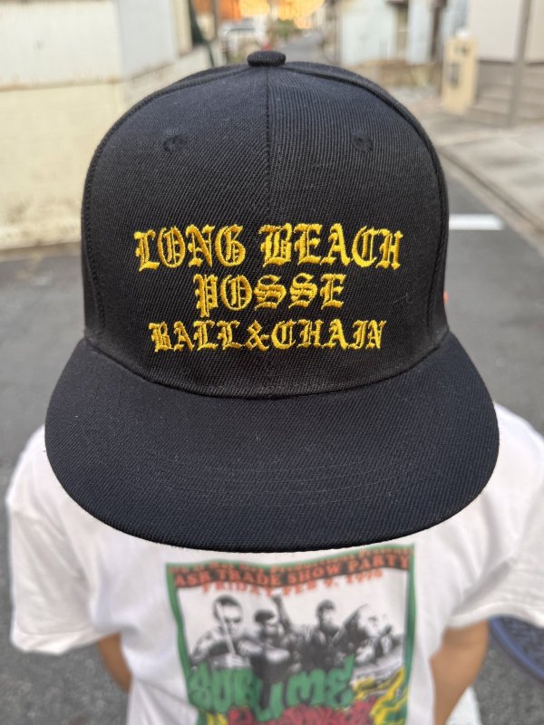 画像1: FUCKIN' MELLOW CLOTHING / Long Beach Posse スナップバックキャップ ブラック/ゴールド (1)