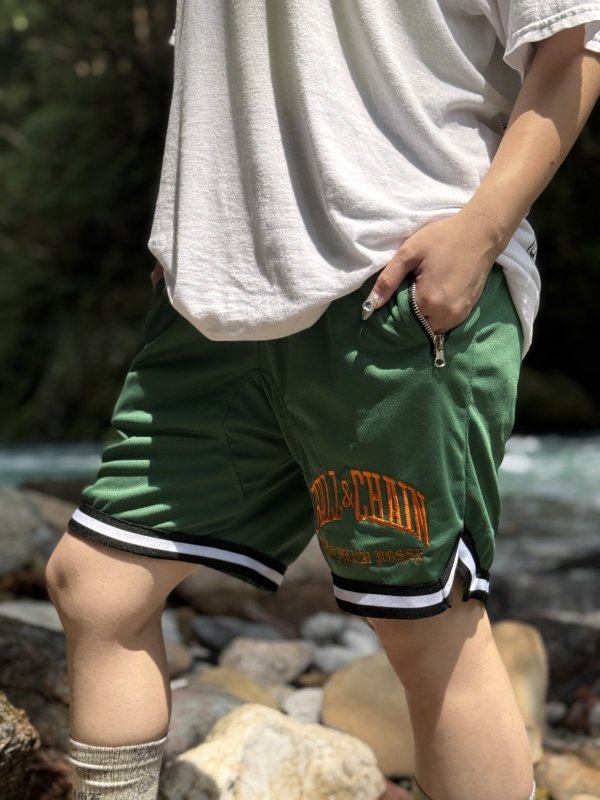 画像14: 送料無料 FUCKIN' MELLOW CLOTHING / Long Beach Posse artwork by PICTURE MOUSE バスケショーツ グリーン (14)