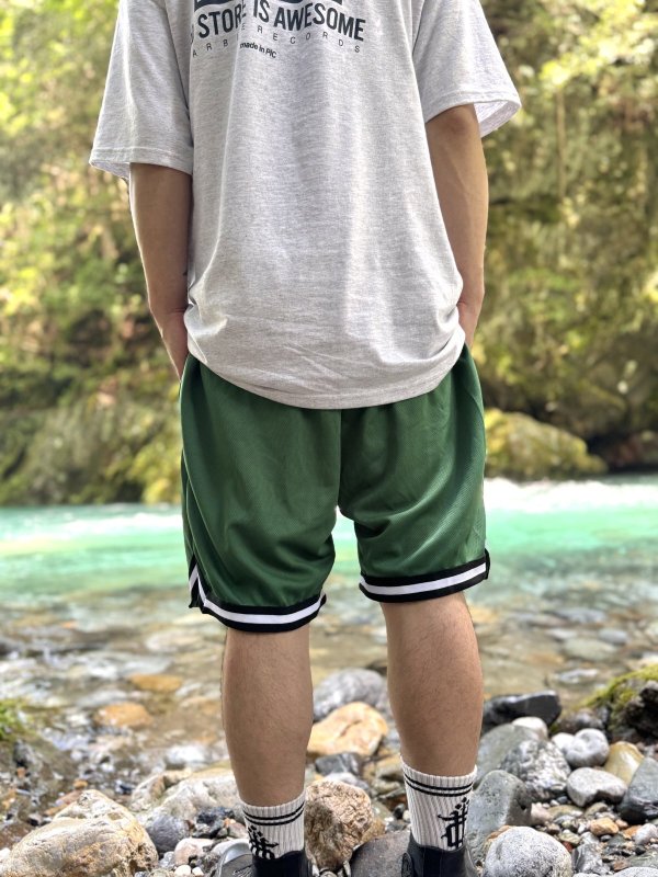 画像9: 送料無料 FUCKIN' MELLOW CLOTHING / Long Beach Posse artwork by PICTURE MOUSE バスケショーツ グリーン (9)