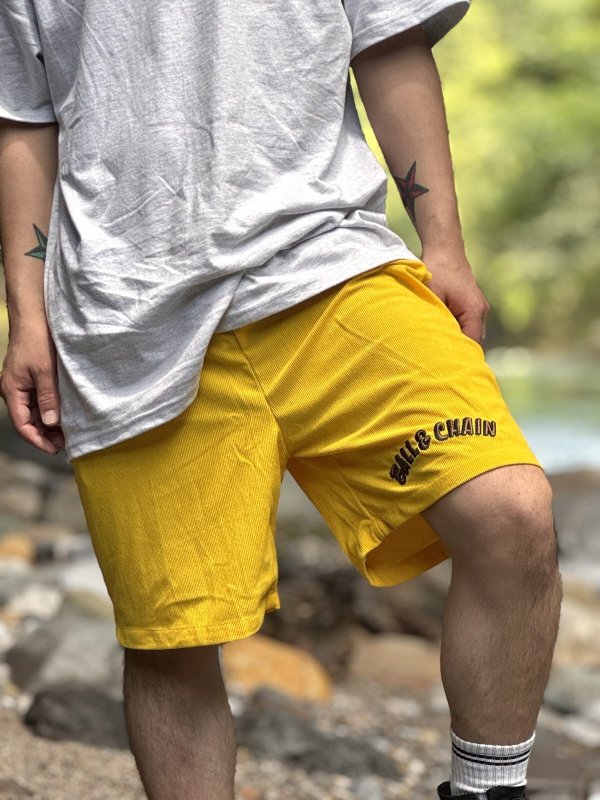 画像1: 送料無料 FUCKIN' MELLOW CLOTHING / "Hula Logo" designed by LOWHIDE コーデュロイ イージーショーツ イエロー (1)