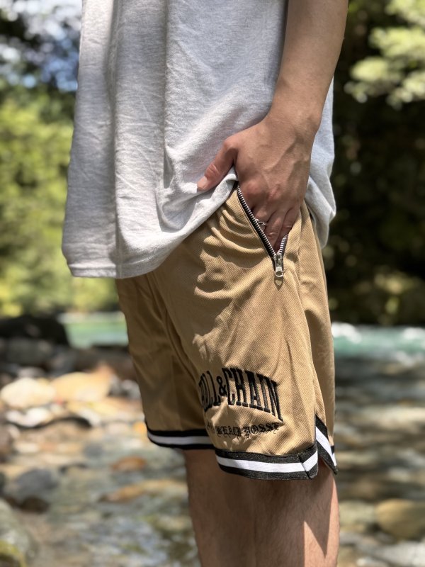 画像4: 送料無料 FUCKIN' MELLOW CLOTHING / Long Beach Posse artwork by PICTURE MOUSE バスケショーツ カーキ (4)