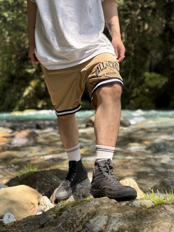 画像3: 送料無料 FUCKIN' MELLOW CLOTHING / Long Beach Posse artwork by PICTURE MOUSE バスケショーツ カーキ (3)