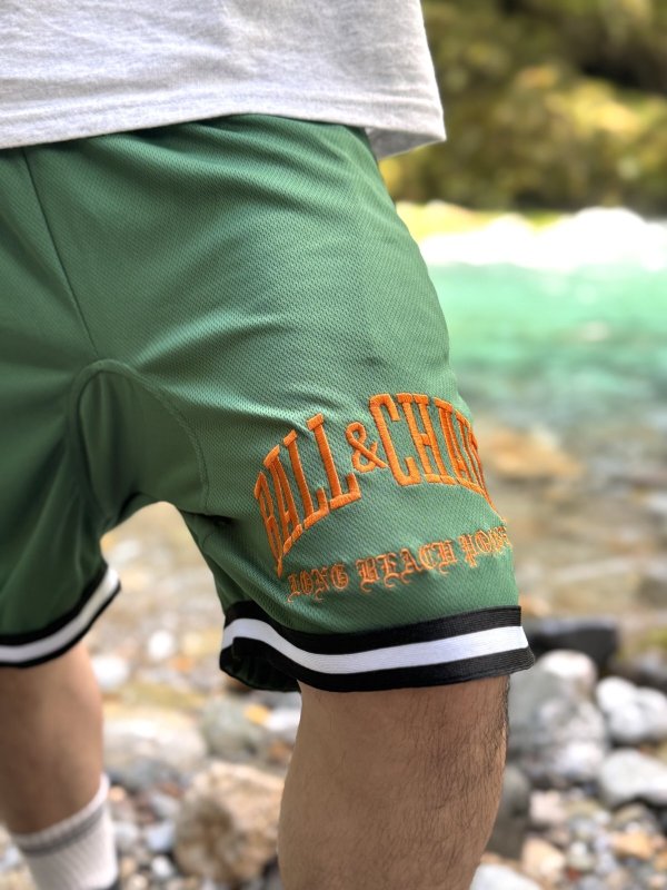 画像6: 送料無料 FUCKIN' MELLOW CLOTHING / Long Beach Posse artwork by PICTURE MOUSE バスケショーツ グリーン (6)