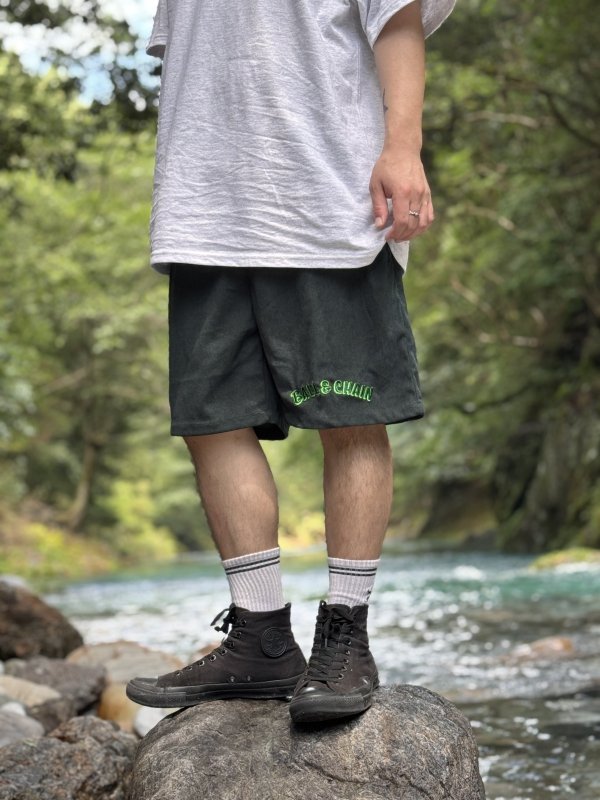 画像5: 送料無料 FUCKIN' MELLOW CLOTHING / "Hula Logo" designed by LOWHIDE コーデュロイ イージーショーツ ダークグリーン (5)