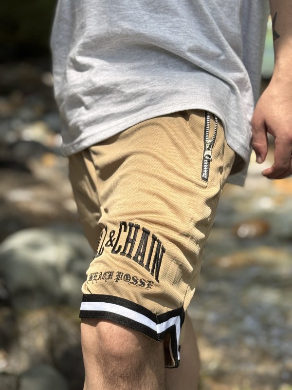 画像5: 送料無料 FUCKIN' MELLOW CLOTHING / Long Beach Posse artwork by PICTURE MOUSE バスケショーツ カーキ (5)