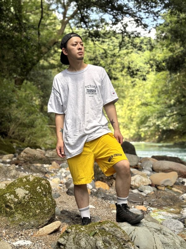 画像2: 送料無料 FUCKIN' MELLOW CLOTHING / "Hula Logo" designed by LOWHIDE コーデュロイ イージーショーツ イエロー (2)