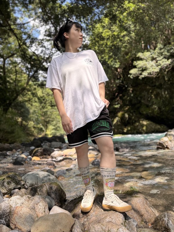 画像10: 送料無料 FUCKIN' MELLOW CLOTHING / Long Beach Posse artwork by PICTURE MOUSE バスケショーツ ブラック (10)