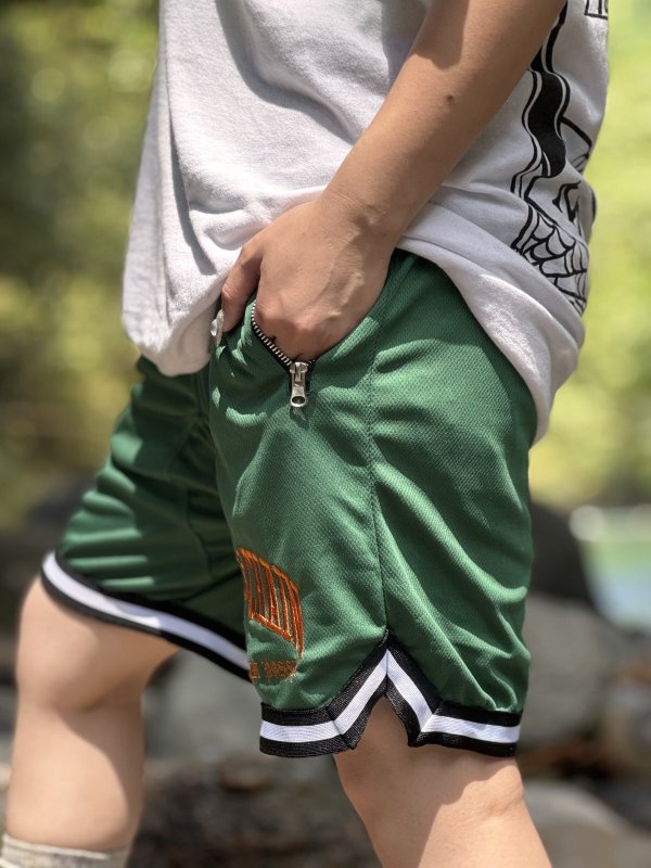 画像13: 送料無料 FUCKIN' MELLOW CLOTHING / Long Beach Posse artwork by PICTURE MOUSE バスケショーツ グリーン (13)