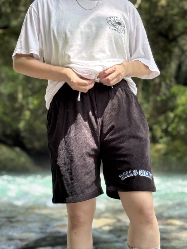 画像15: 送料無料 FUCKIN' MELLOW CLOTHING / "Hula Logo" designed by LOWHIDE コーデュロイ イージーショーツ ブラック (15)