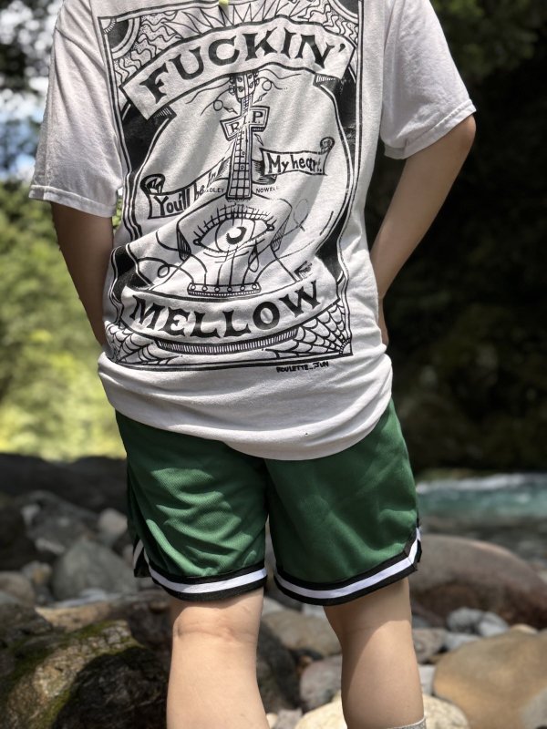 画像19: 送料無料 FUCKIN' MELLOW CLOTHING / Long Beach Posse artwork by PICTURE MOUSE バスケショーツ グリーン (19)