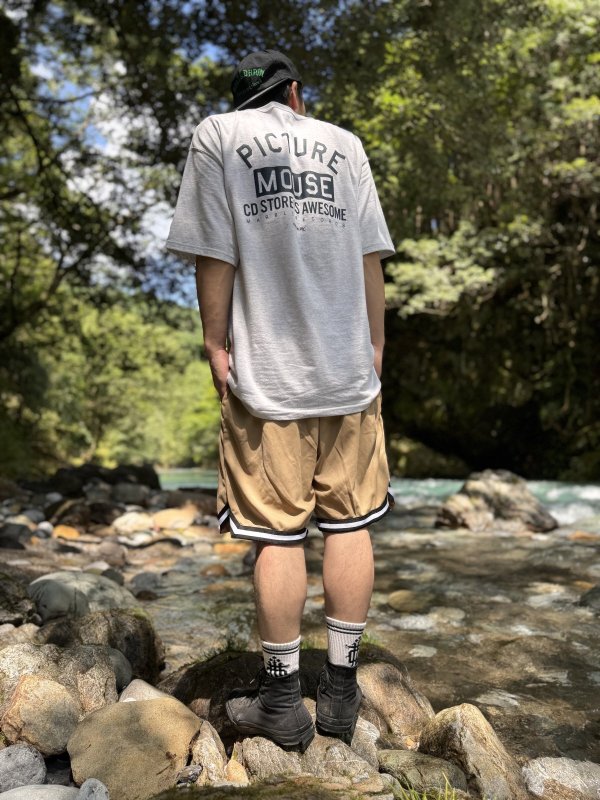 画像8: 送料無料 FUCKIN' MELLOW CLOTHING / Long Beach Posse artwork by PICTURE MOUSE バスケショーツ カーキ (8)