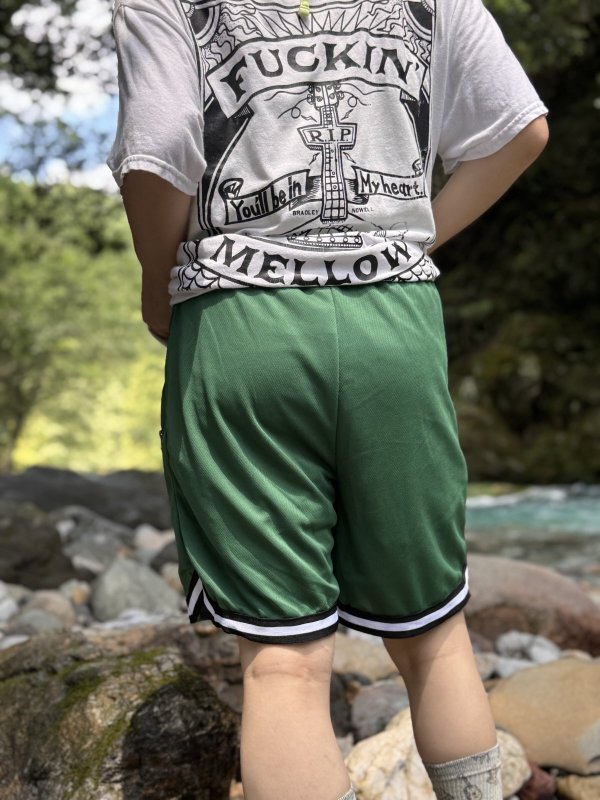 画像18: 送料無料 FUCKIN' MELLOW CLOTHING / Long Beach Posse artwork by PICTURE MOUSE バスケショーツ グリーン (18)