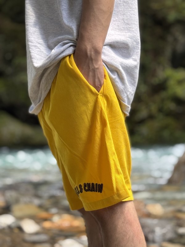 画像5: 送料無料 FUCKIN' MELLOW CLOTHING / "Hula Logo" designed by LOWHIDE コーデュロイ イージーショーツ イエロー (5)