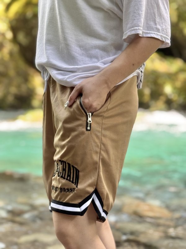 画像15: 送料無料 FUCKIN' MELLOW CLOTHING / Long Beach Posse artwork by PICTURE MOUSE バスケショーツ カーキ (15)