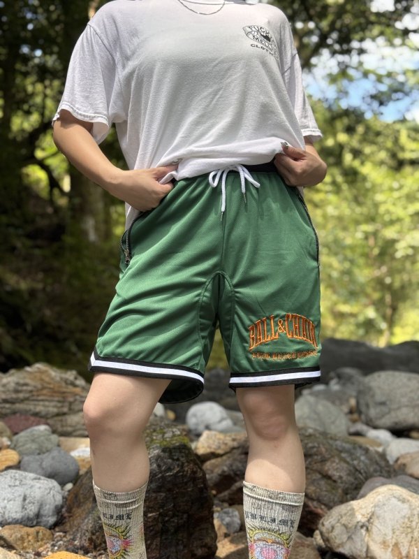 画像15: 送料無料 FUCKIN' MELLOW CLOTHING / Long Beach Posse artwork by PICTURE MOUSE バスケショーツ グリーン (15)