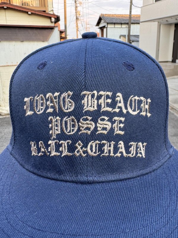 画像9: FUCKIN' MELLOW CLOTHING / Long Beach Posse スナップバックキャップ ネイビー/グレー (9)