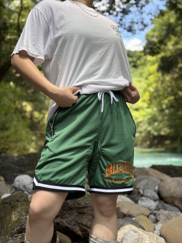 画像16: 送料無料 FUCKIN' MELLOW CLOTHING / Long Beach Posse artwork by PICTURE MOUSE バスケショーツ グリーン (16)