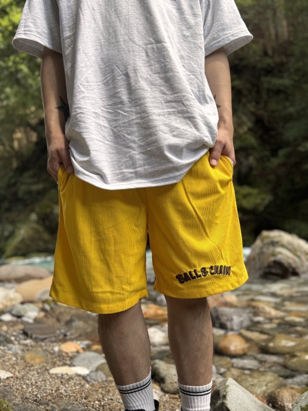 画像6: 送料無料 FUCKIN' MELLOW CLOTHING / "Hula Logo" designed by LOWHIDE コーデュロイ イージーショーツ イエロー (6)