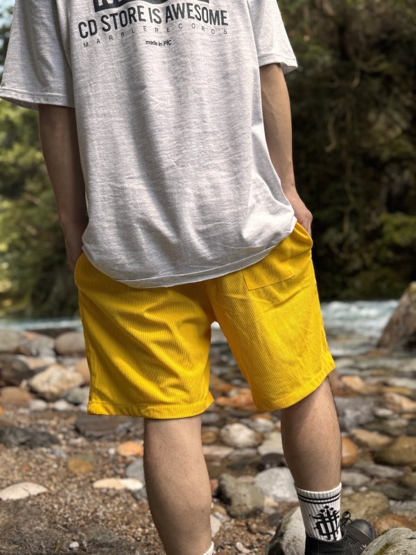画像9: 送料無料 FUCKIN' MELLOW CLOTHING / "Hula Logo" designed by LOWHIDE コーデュロイ イージーショーツ イエロー (9)