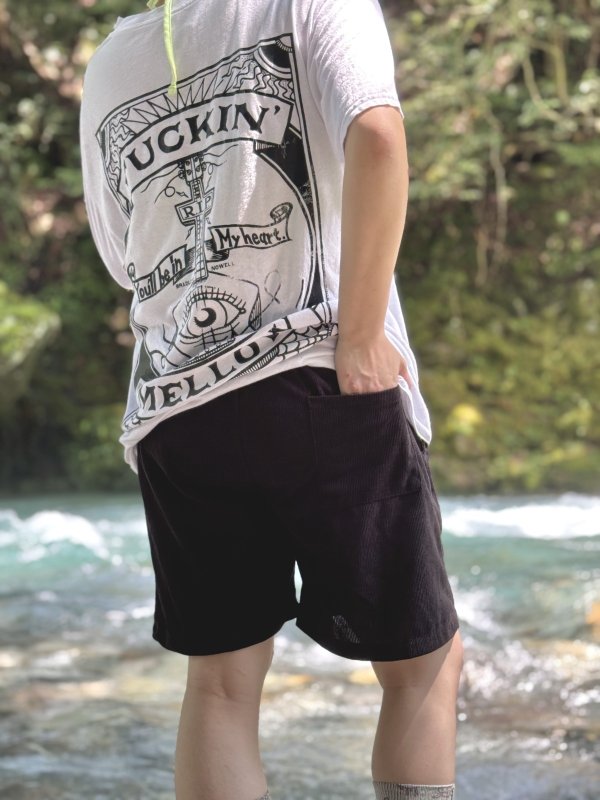 画像17: 送料無料 FUCKIN' MELLOW CLOTHING / "Hula Logo" designed by LOWHIDE コーデュロイ イージーショーツ ブラック (17)