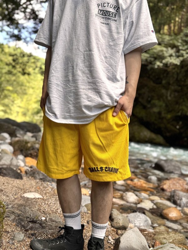 画像4: 送料無料 FUCKIN' MELLOW CLOTHING / "Hula Logo" designed by LOWHIDE コーデュロイ イージーショーツ イエロー (4)