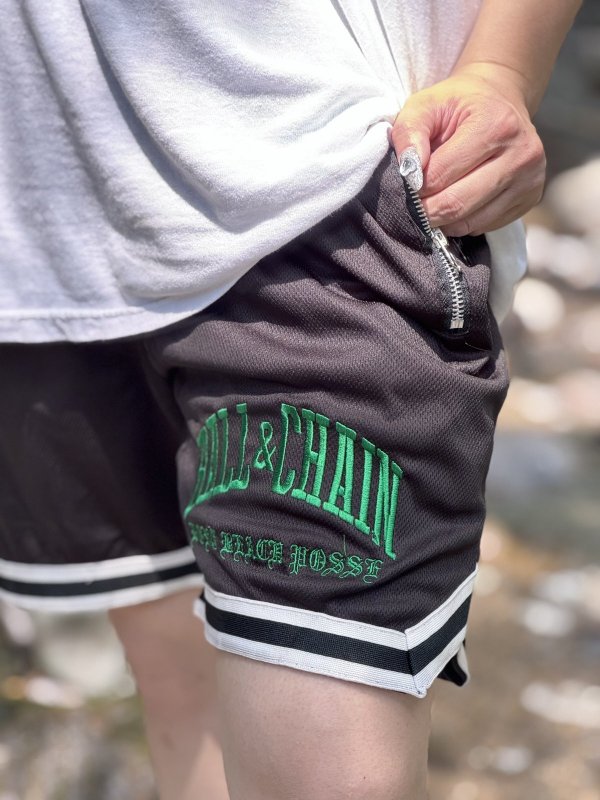 画像11: 送料無料 FUCKIN' MELLOW CLOTHING / Long Beach Posse artwork by PICTURE MOUSE バスケショーツ ブラック (11)