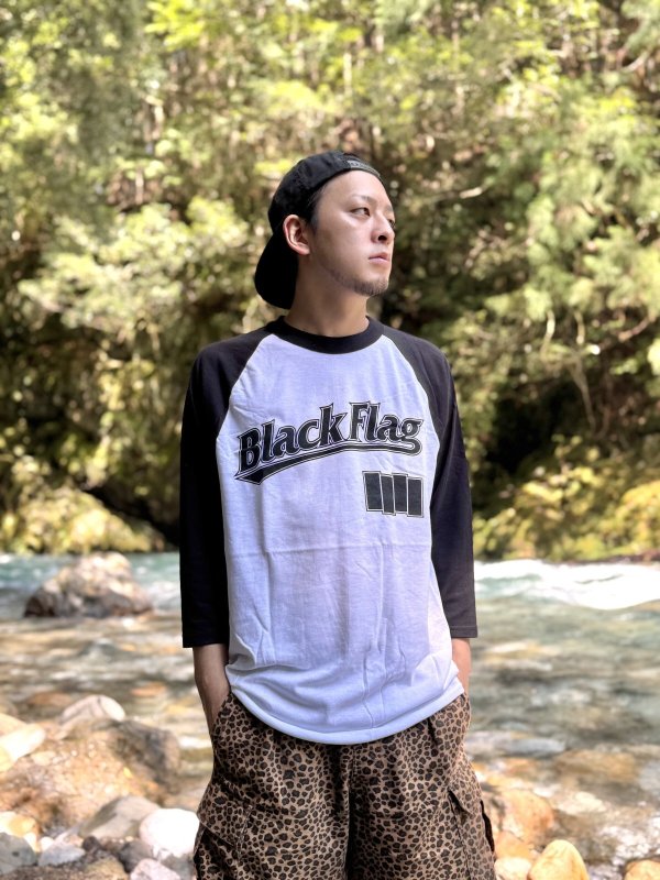 画像4: 送料無料 BLACK FLAG / Logo ラグラン七分Tシャツ SST Records Official (4)