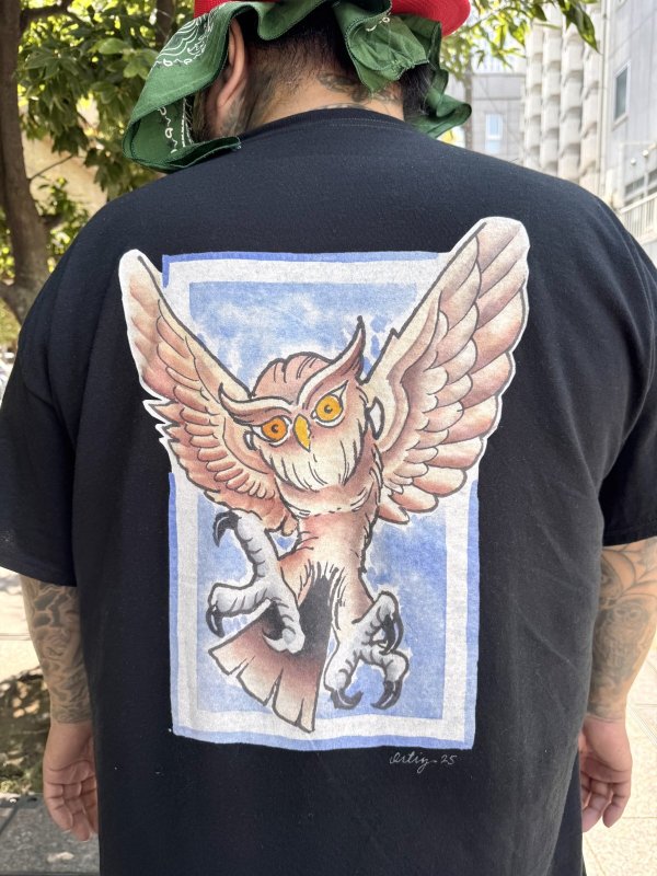 画像4: 送料無料 MORE FUCK / Opie Owl ポケットTシャツ ブラック (4)