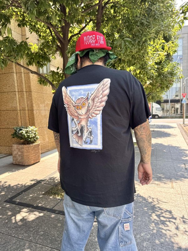 画像11: 送料無料 MORE FUCK / Opie Owl ポケットTシャツ ブラック (11)