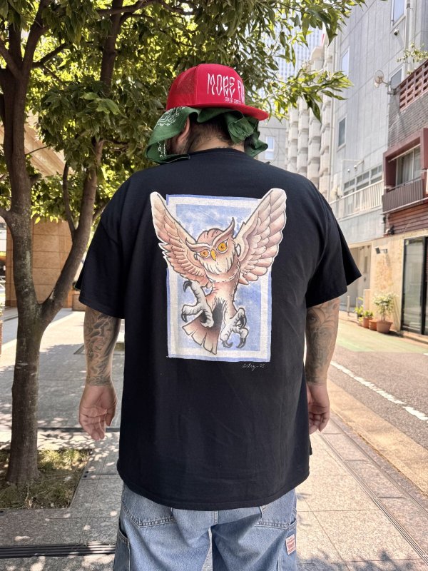 画像10: 送料無料 MORE FUCK / Opie Owl ポケットTシャツ ブラック (10)