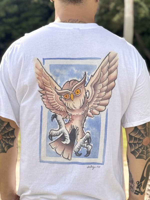 画像3: 送料無料 MORE FUCK / Opie Owl ポケットTシャツ ホワイト (3)