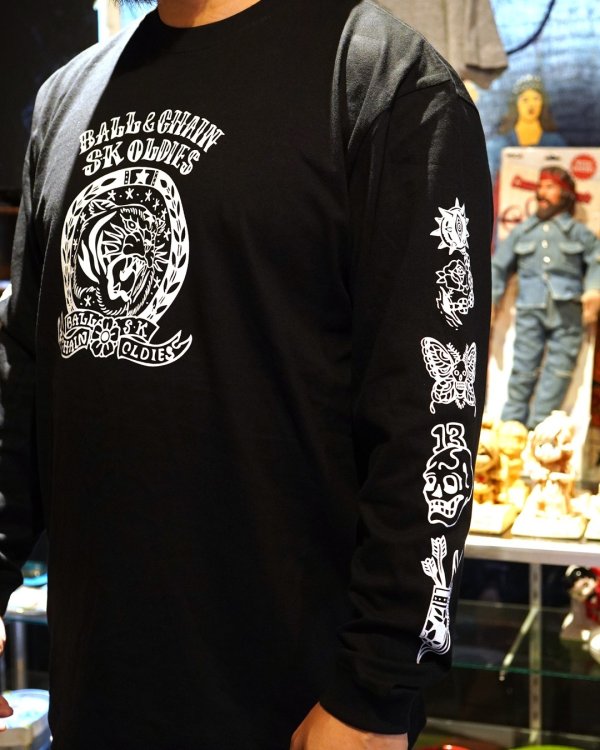 画像6: 送料無料 SK OLDIES x BALL&CHAIN Collaboration L/S T-shirts Designed by BLACKSTAR TATTOO JUN BLACK (6)