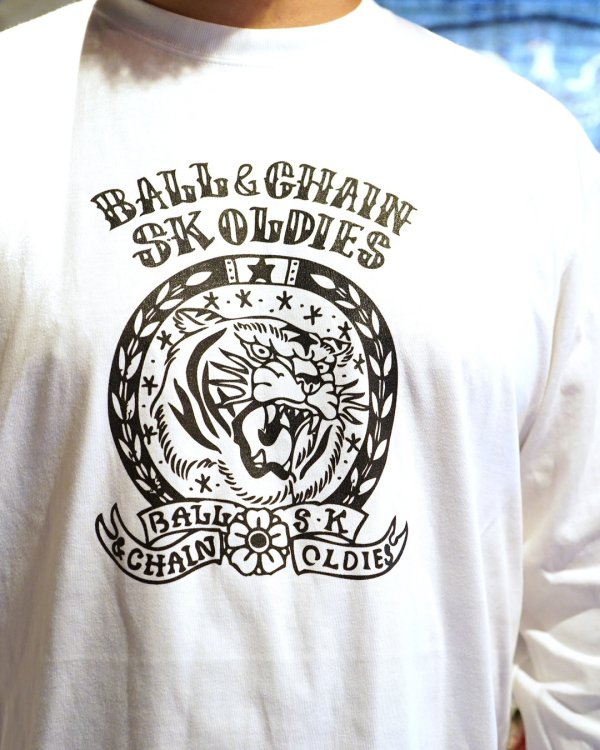 画像7: 送料無料 SK OLDIES x BALL&CHAIN Collaboration L/S T-shirts Designed by BLACKSTAR TATTOO JUN WHITE (7)