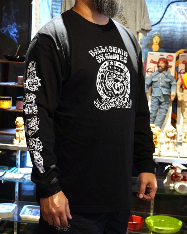 画像7: 送料無料 SK OLDIES x BALL&CHAIN Collaboration L/S T-shirts Designed by BLACKSTAR TATTOO JUN BLACK (7)
