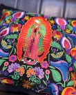 画像2: 送料無料 ESTRELLA STANDARD / GUATEMALA  ALL刺繍 グアダルーペ カラーリリー クッションカバー&ヌードクッションセット ブラック (2)