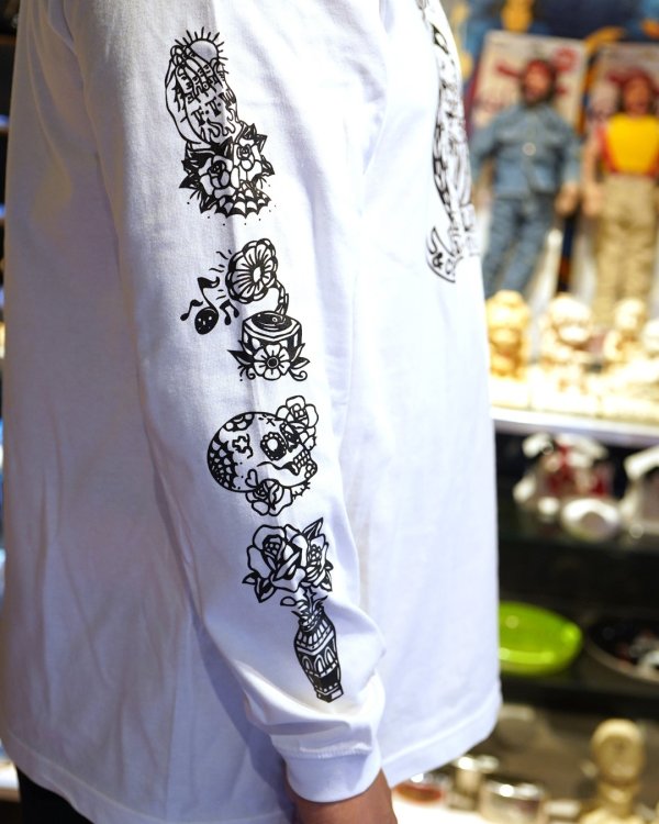 画像9: 送料無料 SK OLDIES x BALL&CHAIN Collaboration L/S T-shirts Designed by BLACKSTAR TATTOO JUN WHITE (9)