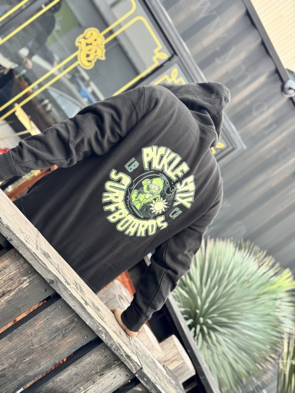 画像7: 送料無料 PICKLE STIX SURFBOARDS (SMELLY by NOFX) / PICKLE FINK プルオーバーパーカー BLACK (7)