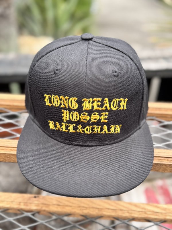 画像1: FUCKIN' MELLOW CLOTHING / Long Beach Posse スナップバックキャップ ブラック/ゴールド (1)