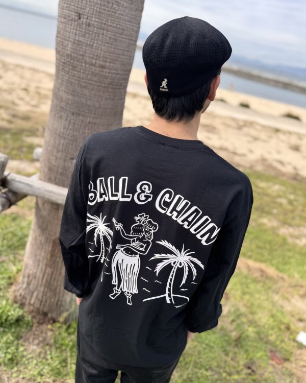 画像5: 送料無料 FUCKIN' MELLOW CLOTHING / Hula Girl Artwork by LOWHIDE 長袖ポケットＴシャツ BLACK (5)