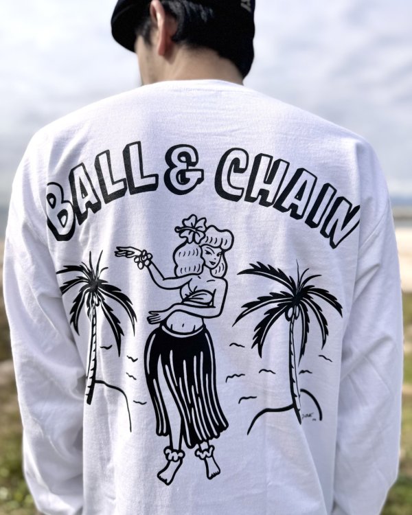 画像3: 送料無料 FUCKIN' MELLOW CLOTHING / Hula Girl Artwork by LOWHIDE 長袖ポケットＴシャツ WHITE (3)