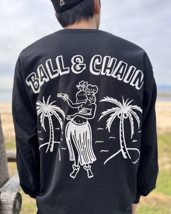 画像3: 送料無料 FUCKIN' MELLOW CLOTHING / Hula Girl Artwork by LOWHIDE 長袖ポケットＴシャツ BLACK (3)