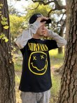 画像1: 送料無料 NIRVANA / Yellow Happy Face 長袖Tシャツ BLACK/GREY (1)