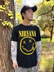 画像2: 送料無料 NIRVANA / Yellow Happy Face 長袖Tシャツ BLACK/GREY (2)