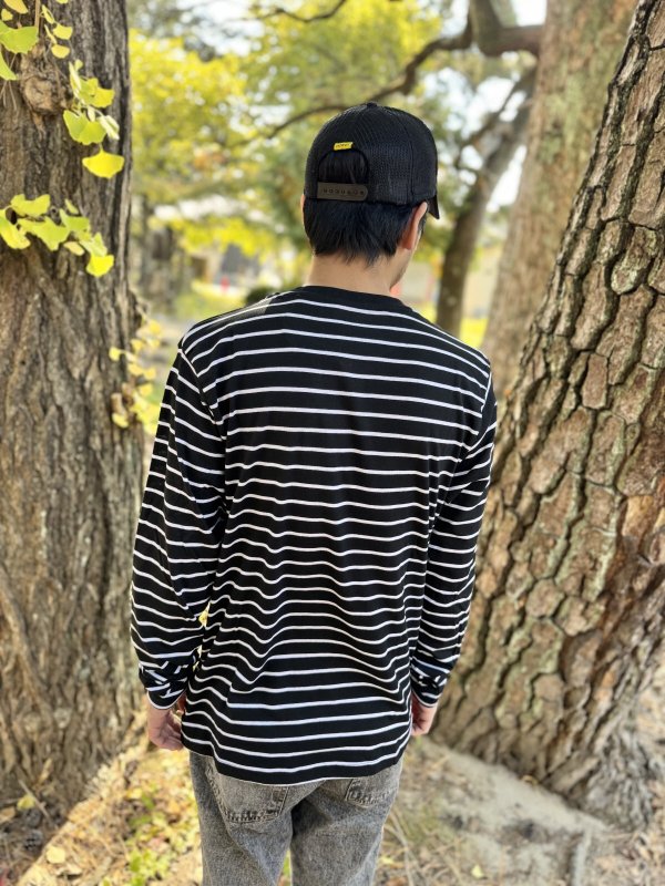 画像6: 送料無料 NIRVANA / Happy Face ボーダー長袖Tシャツ BLACK/WHITE (6)