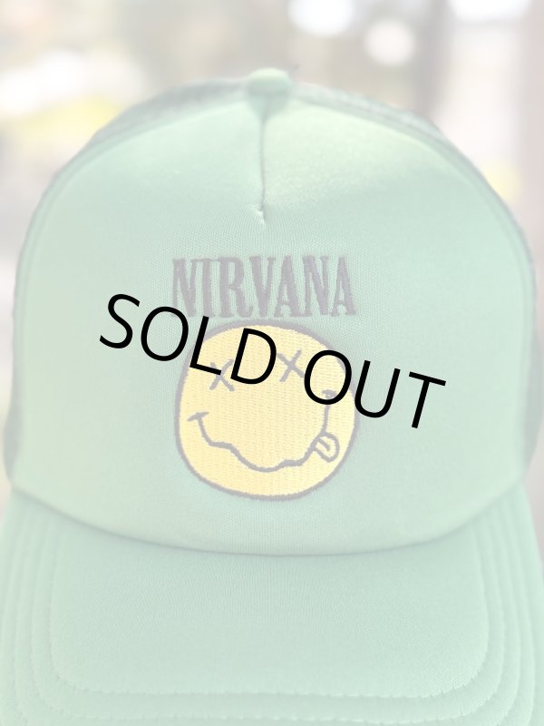画像2: ラスト1枚で終了 NIRVANA / Logo & Happy Face メッシュキャップ GREEN (2)