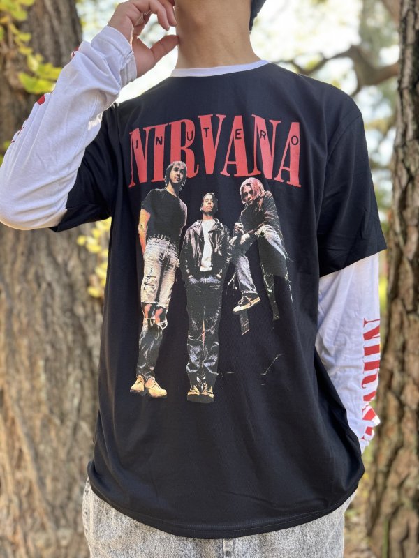 画像3: 送料無料 NIRVANA / In Utero Band Photo 長袖Tシャツ BLACK/WHITE (3)