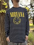 画像5: 送料無料 NIRVANA / Happy Face ボーダー長袖Tシャツ BLACK/WHITE (5)