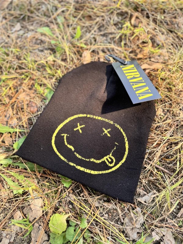画像2: NIRVANA / Happy Face ニットキャップ BLACK (2)